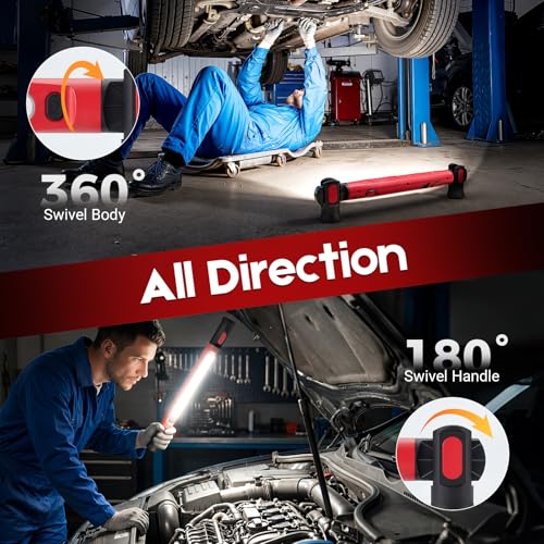 Magnetic Work Light, 3000LM Ultra Bright LED Magnetic Light Bar, 5200mAh Rechargeable Work Light with Hooks, Portable Under Hood Lights Machanic Tools for Car Repairing, Inspection, Garage, Emergency