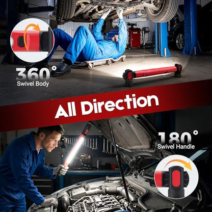 Magnetic Work Light, 3000LM Ultra Bright LED Magnetic Light Bar, 5200mAh Rechargeable Work Light with Hooks, Portable Under Hood Lights Machanic Tools for Car Repairing, Inspection, Garage, Emergency