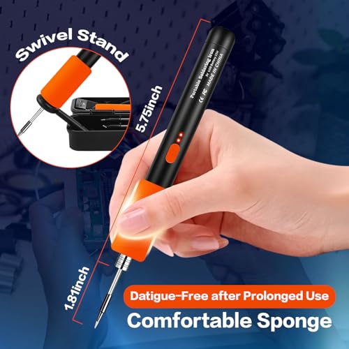 KINGSOM Cordless Soldering Iron Kit, 2 in 1 Corded/Wireless Soldering Iron Cordless, 8 Seconds Fast Heating with Stand Portable, 500°F-842°F Adjustable Temp for DIY, Appliance Repair