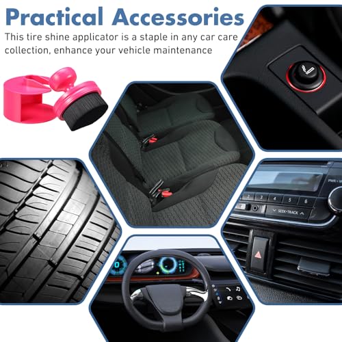 Wenqik 1 Pack Tire Shine Applicator Brush Automotive Tire Shine Brush Dressing Applicator with Storage Stand Portable Car Detail Brushes for Auto Detailing Care and Auto Wash Cleaning Service Kit