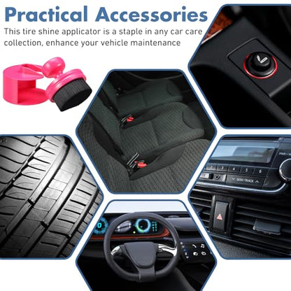 Wenqik 1 Pack Tire Shine Applicator Brush Automotive Tire Shine Brush Dressing Applicator with Storage Stand Portable Car Detail Brushes for Auto Detailing Care and Auto Wash Cleaning Service Kit