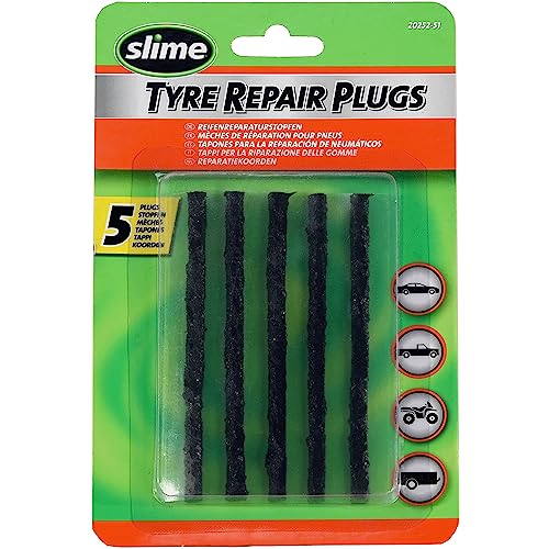 Slime 20252 Tire Repair Plugs Strings, ACT, Mowers, Wheelbarrows, 7-ply, 4in, 5 Count - size: Pack of 5, style: Plugs