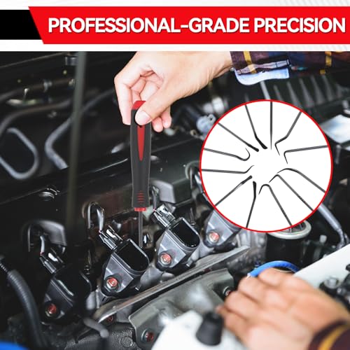12PCS Pick and Hook Tools Set, Long and Mini Automotive Pick Set, O-Ring Oil Seal & Gasket Removal with Non-Slip Grip, Pick Tool Set for Car Repair, Mechanical and DIY