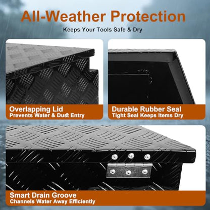 29 Inch Aluminum Black Plated Trailer Tongue Tool Box Pickup Waterproof Truck Bed Toolbox with Lock and Key for RVs, ATVs, Trailer & Truck (29"x17"x18") - color: Black, size: 29" x 17" x 18" - Strip
