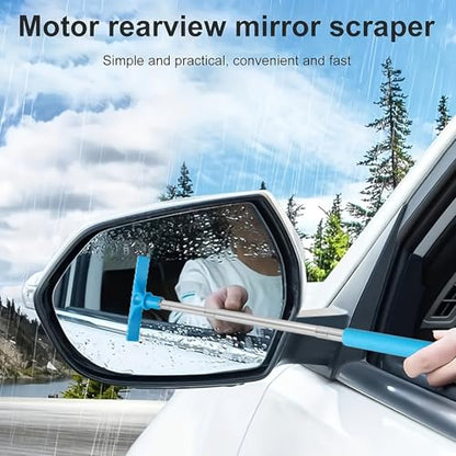 Extendable Car Window Cleaner, Portable Manual Glass Scraper with Sponge and Brush for Windshield, Rearview Mirrors, Non-Electric Ergonomic Handle, Car Cleaning Tool (Random Color)
