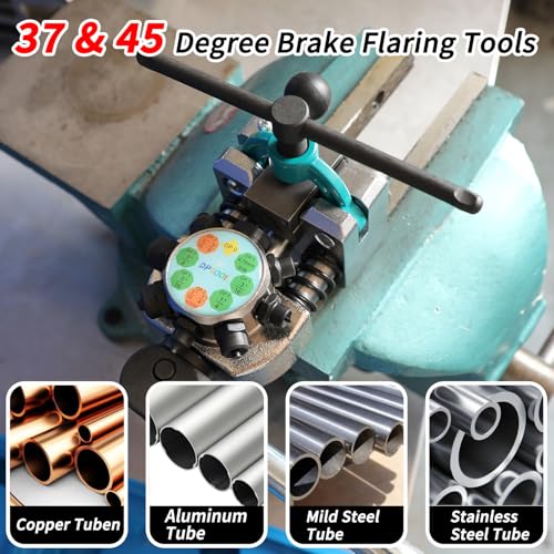 DPTOOL Brake Line Flaring Tool Kit Professional 45 & 37 Degree Flare Tool | Single, Double and Bubble Flare Tool, Brake Line and Tubing Flaring Tool for 3/16", 1/4", 5/16", 3/8" and 4.75mm Tubing - size: 37&45 Degree