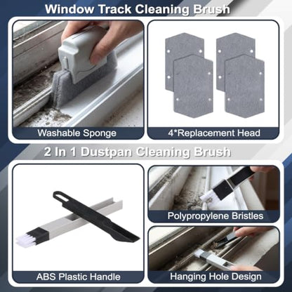 23 Pcs Window Track Cleaner Tools Set, Window Groove Cleaning Brush Kit for Sliding Door, Sill, Tile Lines, Shutter, Car Vents, Keyboard, Air Conditioner