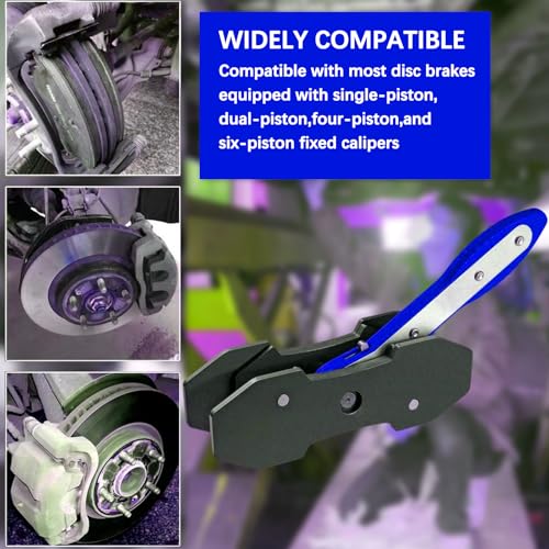 Ratchet Brake Caliper Adjustment Tool,Brake Caliper Press Caliper Piston Spreader Brake Tools,Brake Caliper Piston, Brake Caliper Press Ratchet with 2 Caliper Hooks 2 Steel Plates and Gloves (Blue) - color: Blue