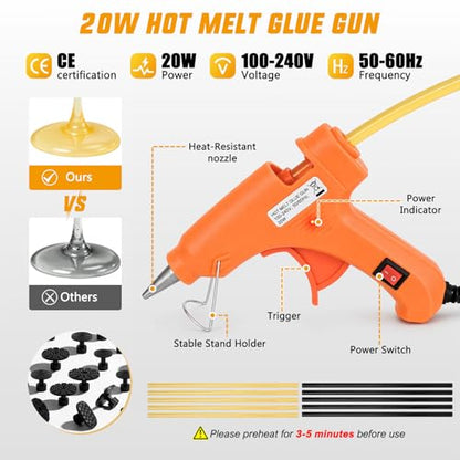 GOOACC 45 PCS Car Dent Puller Paintless Dent Repair Kit Trim Removal Tool | Adjustable Lifter White Bridge Pullers Glue Gun & Stick Auto for Car Refrigerator Dents Hail Damage Door Body Ding - color: 45PCS Dent Puller Kit