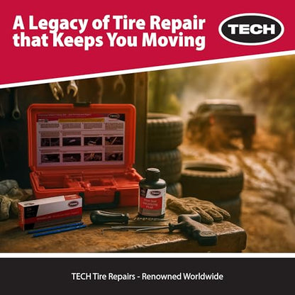 TECH Permacure Truck Tire Plug Kit – Ideal Tools and Flat Tire Fix for Trucks, Tractors, and Large Tires (40 Heavy-Duty Plugs for Emergency Tire Patch and Puncture Repair)