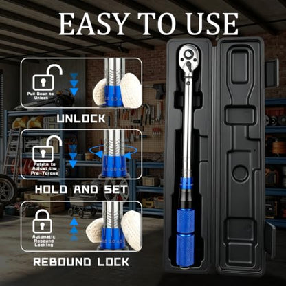 TYD 3/8 Inch Drive Click Torque Wrench, 5–60 Nm ±4% High Precision | 72-Tooth Reversible Ratchet with Loud Click Alert, Professional Motorcycle Torque Spanner for Spark Plug, Brake Caliper