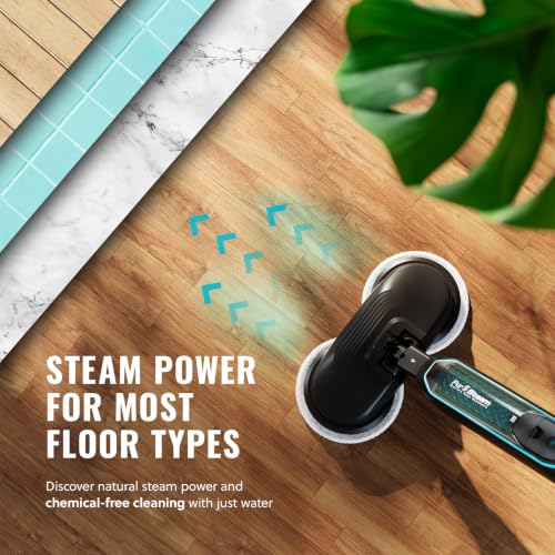 PurSteam ScrubMaster V2 Steam Mop with Dual Scrubbing Head and LED Lights | Dual Scrubbing Head | LED Headlights | Adjustable Steam Control | Anti-Slip Swivel Head | Cable Holder | Upright Lock - size: Steam Mop - ScrubMaster 2.0