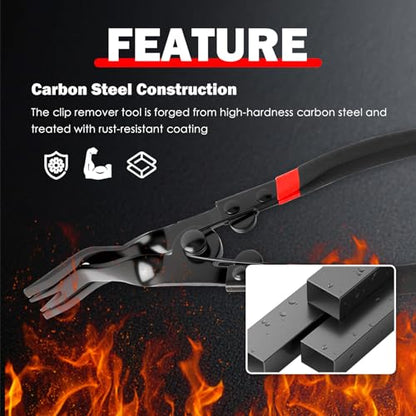 Car Panel Clip Pliers,2 in 1 Car Clip Pliers for Easy Disassembly of Push Pin/Plastic Clips,Upholstery Auto Fastener Clips Removal Plier with Spring Action/Flat Jaw
