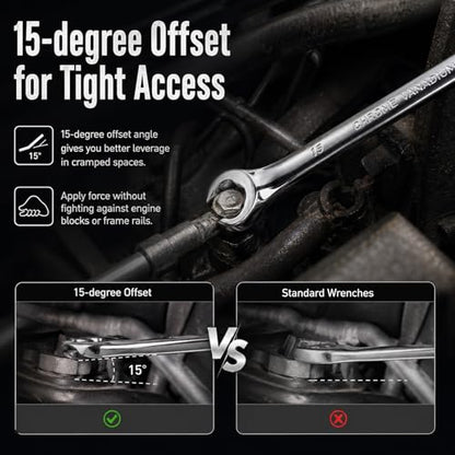 4PCS Double-ended Flare Nut Wrench Set,Offset Car Brake Line Wrench Set | with 8mm/10mm/9mm/11mm/13mm/14mm/15mm/17mm,Metric Car Flare Wrenches Sets Automotive Tools