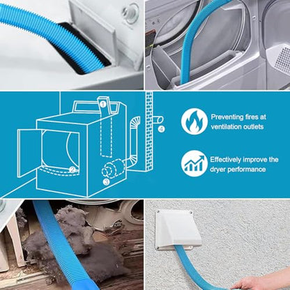 3PCS Upgraded Dryer Vent Cleaner Kit: Universal Vacuum Hose Attachment for Lint Removal Fits All Vacuums Cleaner Vacuum Hose With Brush Lint Brush Gloves - color: Blue Black