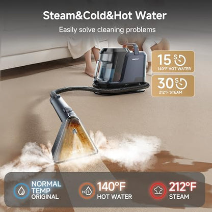 Uwant Carpet Cleaner Machine with Steam&Hot&Cold Water Models 18Kpa Powerful Suction Upholstery Cleaner Machine with Pet Pro Cleaner for Pets, Carpet Steam Cleaner Set of 1 - color: Blue-Margaret