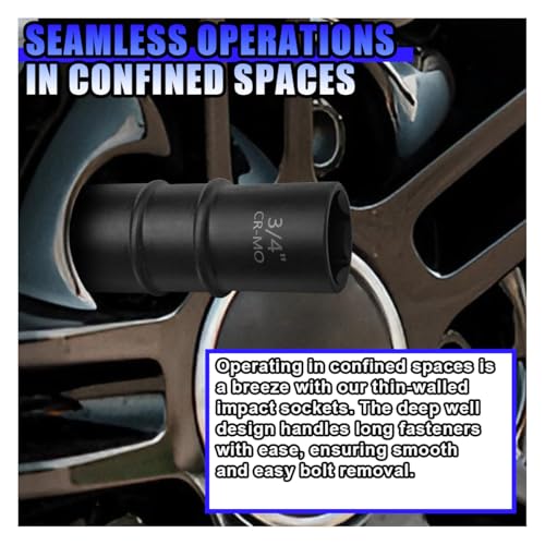 ZIMISI 1/2" Drive Impact Socket Set, 3/4" x 13/16" 6-Point Nut Socket with Callouts, Corrosion-Resistant Cr-Mo Flip Sockets, Double-Ended Thin Wall Lug Nut Extractor Set (3/4" x 13/16") - size: 3/4" x 13/16"