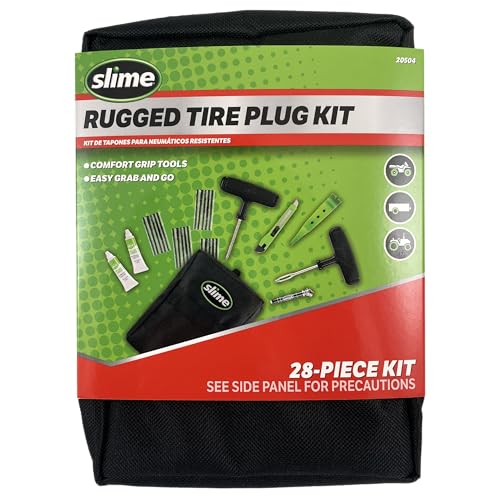 Slime Rugged Tire Plug Kit 20504 Quick & Easy Repair for Flat Tire Puncture, Ideal for ATVs, wheelbarrows, Lawn mowers and Other tubeless Off-Road Tires, 28-piece kit - size: 28-Pieces, style: Plug Kit