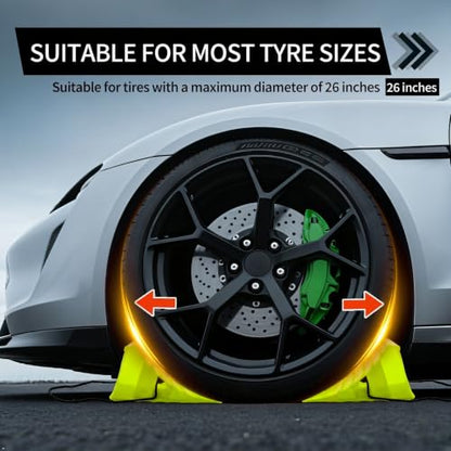 4 Pack Wheel Chocks, Heavy Duty Non Slip Wheel Chocks with Rope | Plastic Hard Wheel Stoppers Block for Camper Cars, RV Trailer, Trucks (Green) - color: Green