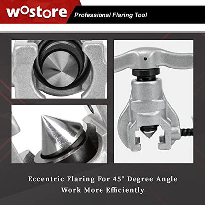 Wostore Eccentric Flaring Tools Set and Tube Cutter Kit for 7 Dies Sizes 3/16-3/4inch Refrigeration HVAC 45 Degree Heavy Duty - size: 7 Sizes Tool with Tube Cutter
