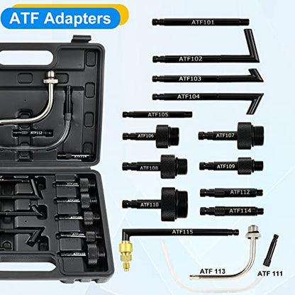 JoyFans 7.5 Liter Manual Transmission Fluid Pump, ATF Refill Fill System Dispenser Kit, Portable Automatic Oil Transfer Change Filling Tool with 15PCS ATF Adapters on Most Vehicles Cars