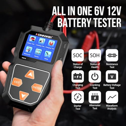 KW218 6V 12V Car Battery Tester 100-2000 CCA Automotive Battery Load Tester Alternator Tester Digital Auto Battery Analyzer Charging Cranking System Tester