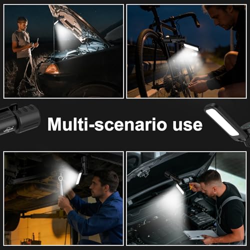 2 Pcs Rechargeable 5000lm LED Work Light BBQ Grilling Accessories with Magnetic Base, 180° Rotate Mechanic Grill Light for Car Repair, Emergency, Camping, Outdoor & Mechanics Tools