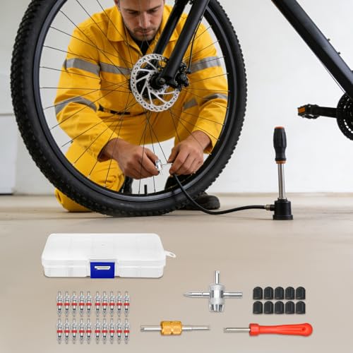 33-Piece Valve Core Removal Tool Kit, Bicycle Valve Core Removal Tool Set for Quick Tire Valve Stem Repair