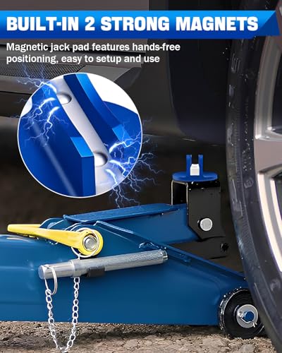 Magnetic Pinch Weld Jack Adapter, Blue, One Pack | Aluminum, Slotted Jack Pad, Universal Jack Puck, For Floor Jack, Safe Lifting for Cars SUVs Trucks - color: Blue