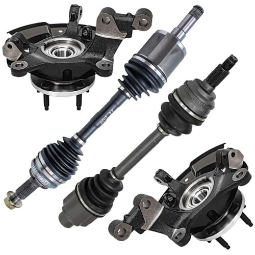 Detroit Axle - AWD Front 4pc Steering Knuckles Kit for 11-13 Ford Edge Lincoln MKX, 2 CV Axles 2 Steering Knuckles & Wheel Bearing Hubs 2011 2012 2013 Replacement - size: 4UX48708/Kit