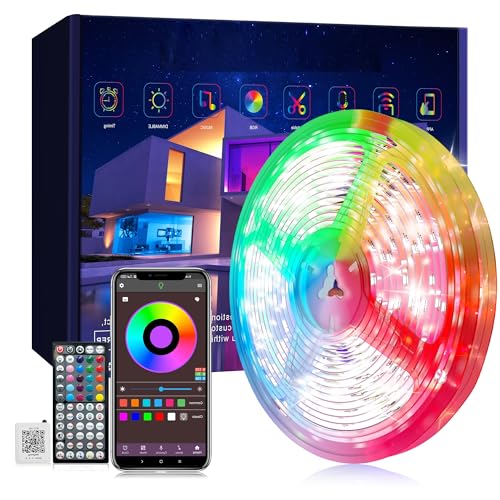 Ledagic Led Lights for Bedroom 50 ft, Color Changing Led Strip Lights with App & Remote Control, Dimmable RGB Music Sync Lights for Bedroom with Timer, Ideal for Party, Home Decoration, Gaming - size: 50ft