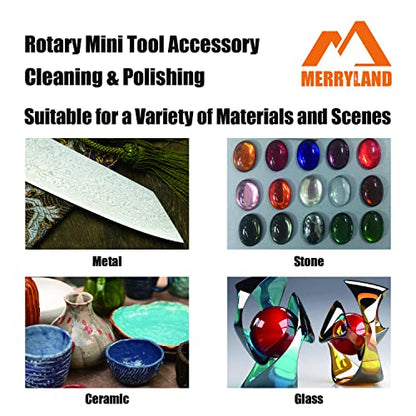 Merryland Flet Polishing Wheel for Dremel 125pcs, Polishing Pad Buffing Wheel 1/2inch 120pcs Polishing Compound Paste 1pcs and Mandrel 4pcs, Rotary Tool Accessory Set Electric Power Tool, RMTA125C2 - style: 13 mm Felt Wheels 125pcs