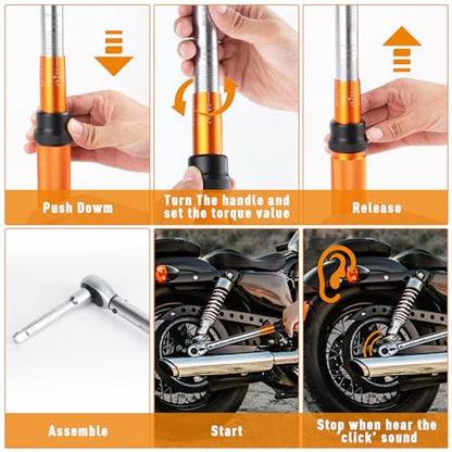 CARTMAN 1/2-Inch Drive Click Torque Wrench, Dual Range Moto Repair Tool Set | Dual range click torque wrench with quick release, reversible ratchet, calibrated accuracy for MTB, e-bike, and moto fix use. - style: 1/2 Inch Drive
