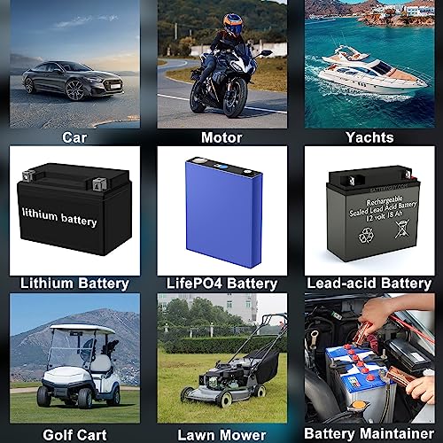 12V/12A 24V/6A Fully-Automatic Smart Battery Charger for LiFePO4 Lead-Acid AGM Wet Gel Battery, Trickle Charger Maintainer for ATV Motorcycle Marine