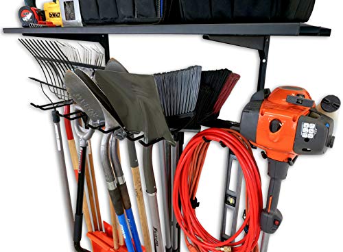 StoreYourBoard Tool Max Garage Storage Rack Shelf – Adjustable Wall Mount Garage Tool Organizer, Heavy Duty Steel Tool Rack with Shelf, Holds up to 300 lbs - style: Tool Rack + Shelf