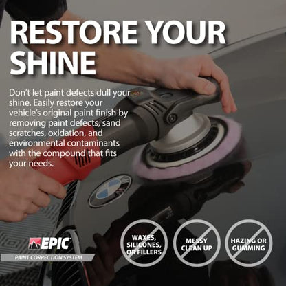 Malco Epic Paint Correction System Kit – Save Time with the Malco 2-in-1 Automotive Polish and Compound Kit/Works with All Dual Action and Orbital Polishers for a Professional Shine (800213)