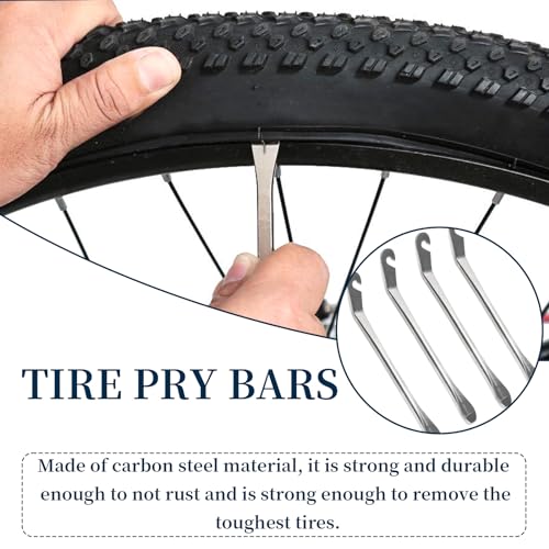 Huakaile Bike Tire Levers Tyre Spoon Stainless Steel Changing Tool for Changing Road & Mountain Bike Tubes Premium Bicycle Accessories with Hook Repair Tire Tool - color: Sliver