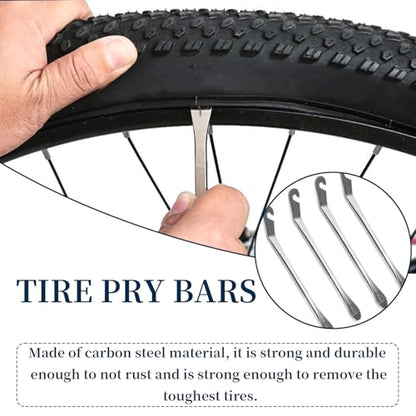 Huakaile Bike Tire Levers Tyre Spoon Stainless Steel Changing Tool for Changing Road & Mountain Bike Tubes Premium Bicycle Accessories with Hook Repair Tire Tool - color: Sliver