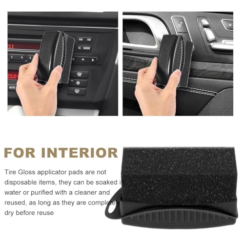 Ohleats 2 PCS Tire Dressing Applicator, Wheel Dressing Tire Shine Applicator Pad with Lid, Reusable Wheel Detailing Foam Tire Waxing Wipe Polishing Sponge, Universal Car Accessories (Black) - color: Black-2pcs