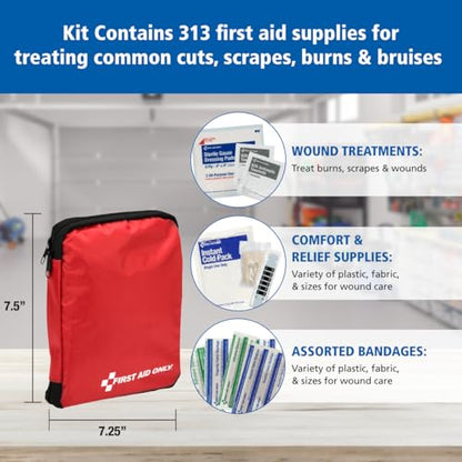 First Aid Only 313 Piece Home & Go Emergency First Aid Kit (91081) - size: 313 Piece