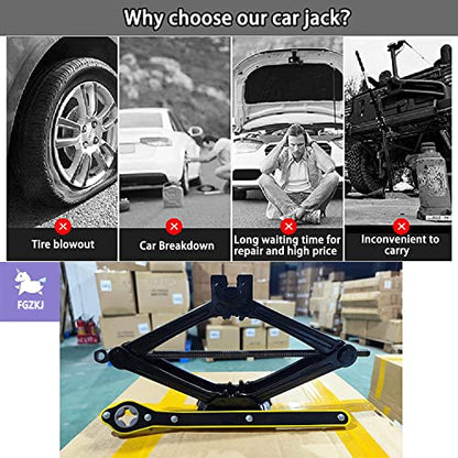 Scissor Jack for Car,Car Jack Kit - Tire Jack with Energy-Saving Ratchet Handle,Can Support a Maximum Weight of 1.5T (3307lb),Portable, Suitable for Small Cars and SUV (Saving Handle-1.5 tons) - size: Saving Handle-1.5 tons