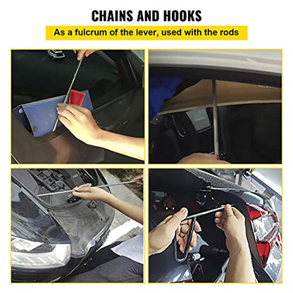 VEVOR Rods Dent Removal Kit, 20 Pcs Paintless Dent Repair Rods, Stainless Steel Dent Rods, Whale Tail Dent Repair Tools, Professional Hail Dent Removal Tool For Minor Dents, Door Dings And Hail Damage - style: 20 Pcs with 10 Rods