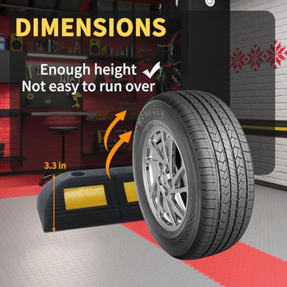 Parking Stopper for Garage Parking Aid 2 Pack Block, Car Truck Curb Floor Parking Lot Wheel Tire Stops Bumpers with Bolt Installation, Rubber Vehicles Aid Gadgets - size: 3.3“H 2pcs
