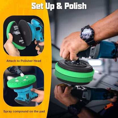 8 Pcs Buffing Polishing Pads, 6.5 Inch Polishing Pad, Compound Buffing Sponge Pads & Woolen Pads Cutting Polishing Pad Kit for Car Buffer Polisher - size: 6.5 - Inch