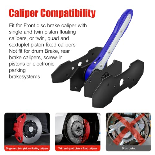 Brake Caliper Compression Tool, 360° Ratcheting Brake Pad Spreader (Blue) | with 2 Strong Magnetic Plates & 4 caliper hangers, Fit for Front disc brake caliper of Cars, Trucks, and SUVs - color: Blue
