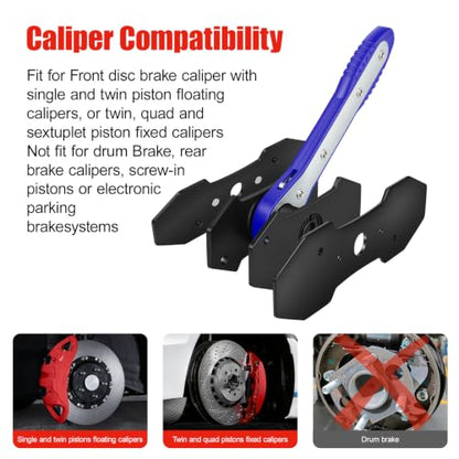 Brake Caliper Compression Tool, 360° Ratcheting Brake Pad Spreader (Blue) | with 2 Strong Magnetic Plates & 4 caliper hangers, Fit for Front disc brake caliper of Cars, Trucks, and SUVs - color: Blue
