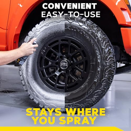 Meguiar's Hot Shine Tire Foam - High Goss Tire Shine that Cleans, Shines, and Protects in One, Deep, Black Shine with Conditioners and UV Protection to Help Keep Tires Looking Like New, 19 Oz Aerosol - size: 1-pack