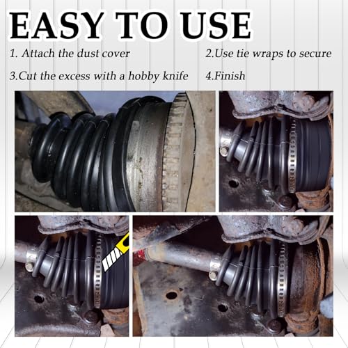 1PC CV Boot with 2 Stainless Steel Clamps & 3 Cable Ties,Waterproof & Dustproof CV Axle Boot Repair Kit for Protect Axle,Universal CV Joint Boot Fits for Most Cars (1PCS) - color: 1PCS