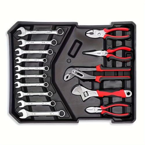 899 Piece Aluminum Tool Set with Case, Professional Tool Kit for Home Repair, Car Maintenance, Construction & DIY Projects, Complete Socket, Wrench, Screwdriver & Accessory Set (Silver) - color: Silver