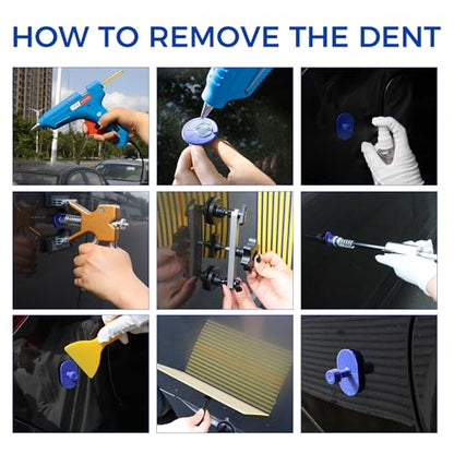 117 PCS Dent Removal Kit, Paintless Dent Repair Kit with Golden Lifter, Bridge Puller, Slide Hammer T-bar Dent Puller, Car Repair Tool for Auto Body Dents,Repairing Dings and Hail Damage